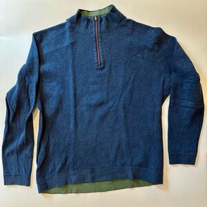 Tommy Bahama Navy & Olive Reversible Half-Zip Sweater | VGUC